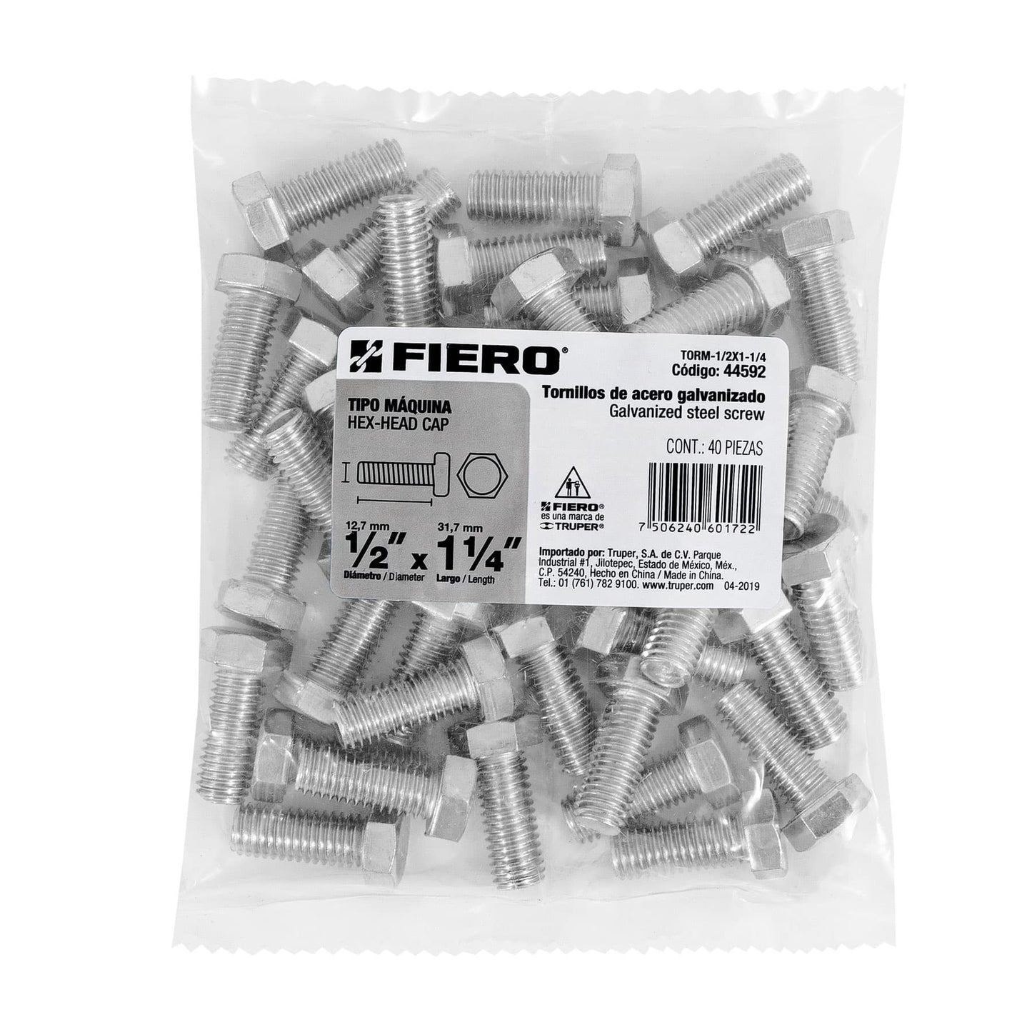 Tornillos tipo maquina 1/2 x 1-1/4