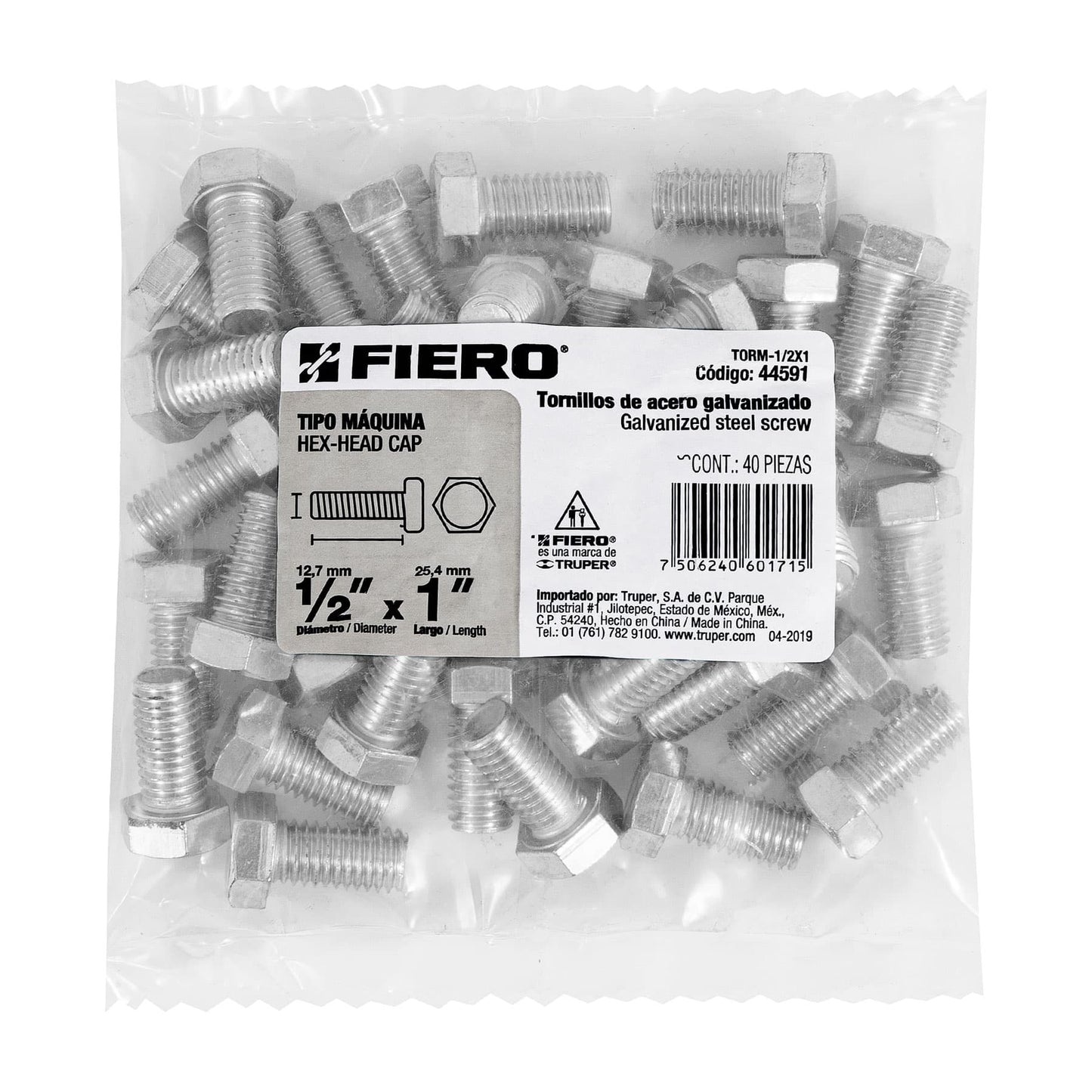 Tornillos tipo maquina 1/2 x 1