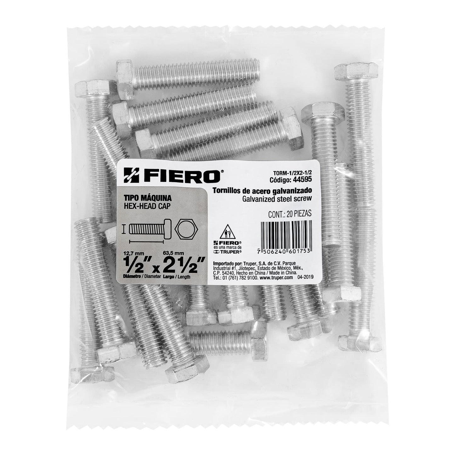 Tornillos tipo maquina 1/2 x 2-1/2