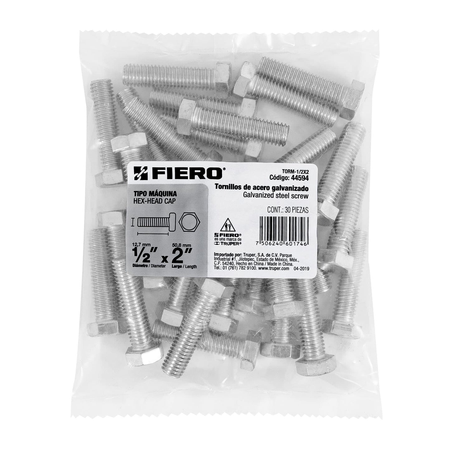 Tornillos tipo maquina 1/2 x 2
