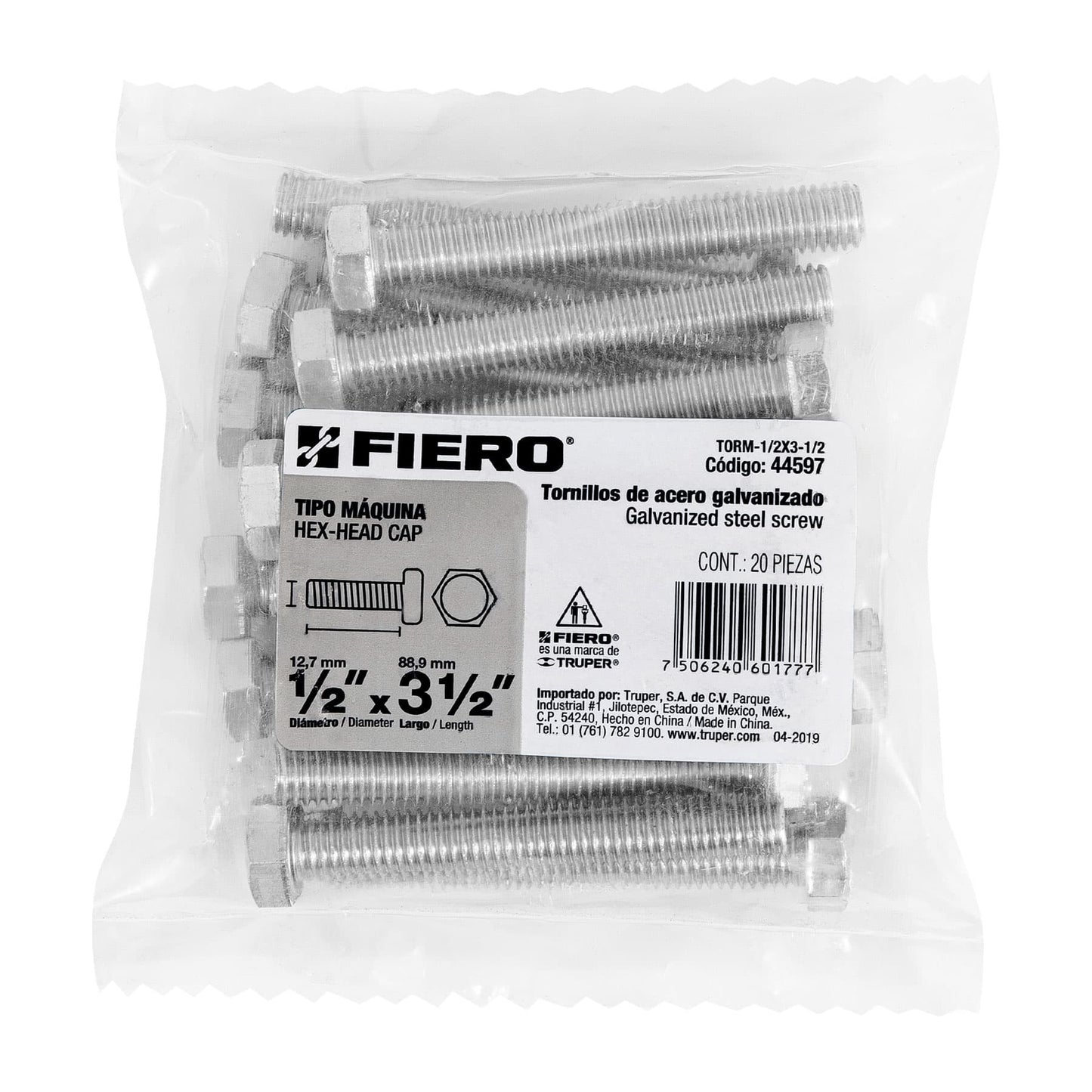 Tornillos tipo maquina 1/2 x 3-1/2