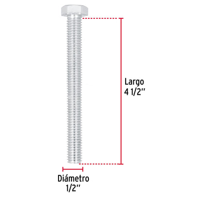 Tornillo maquina galvanizado 1/2 x 4-1/2 pulg