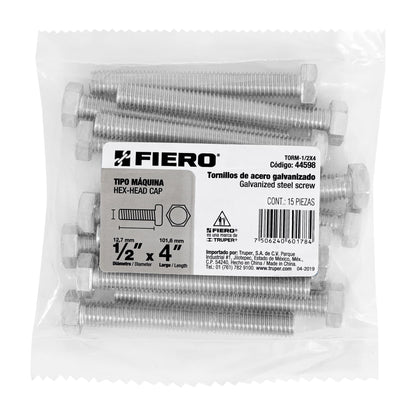 Tornillos tipo maquina 1/2 x 4