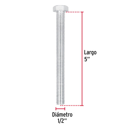 Tornillo maquina galvanizado 1/2 x 5 pulg
