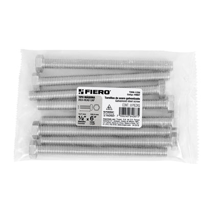 Tornillo maquina galvanizado 1/2 x 6 pulg