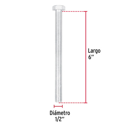 Tornillo maquina galvanizado 1/2 x 6 pulg