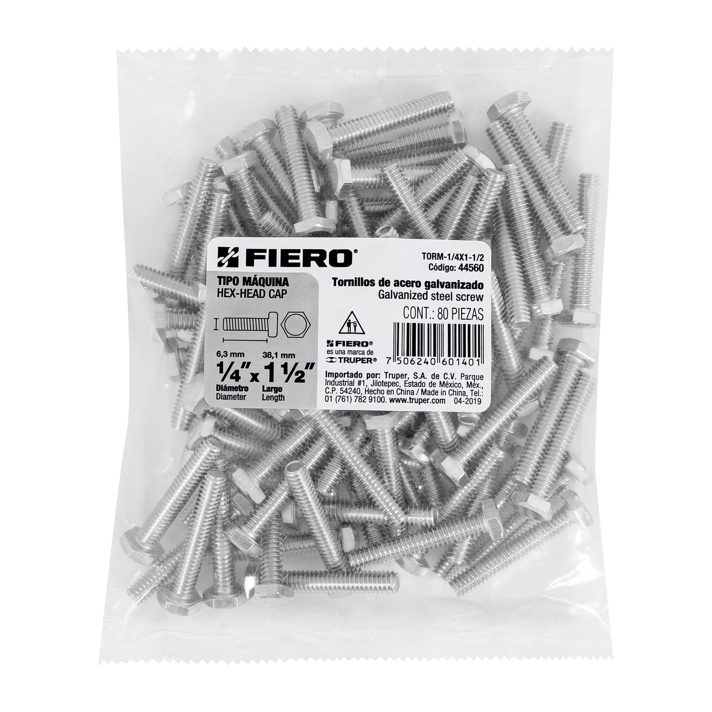 Tornillos tipo maquina 1/4 x 1-1/2