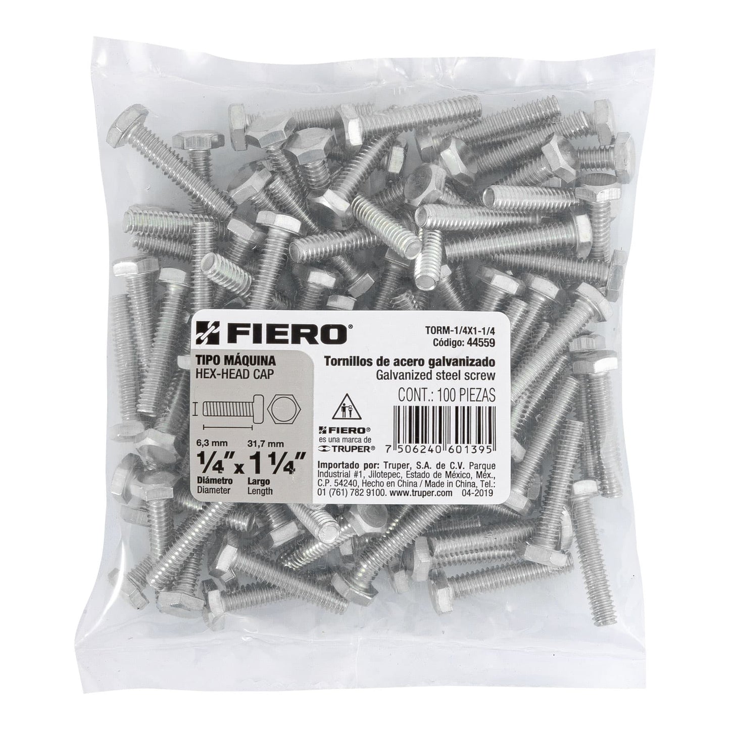 Tornillos tipo maquina 1/4 x 1-1/4