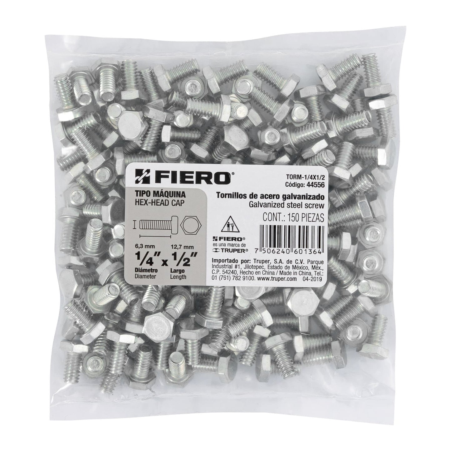 Tornillos tipo maquina 1/4 x 1/2