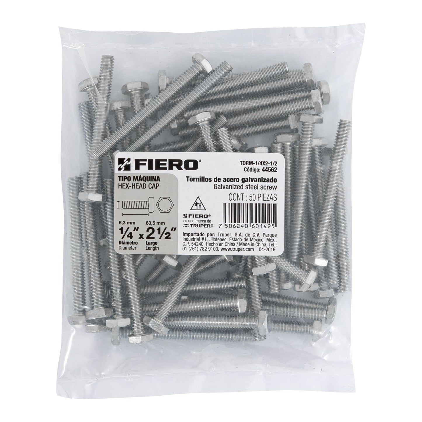 Tornillos tipo maquina 1/4 x 2-1/2