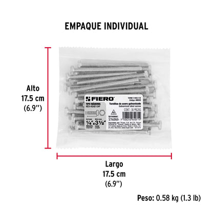 Tornillos tipo maquina 1/4 x 3-1/2