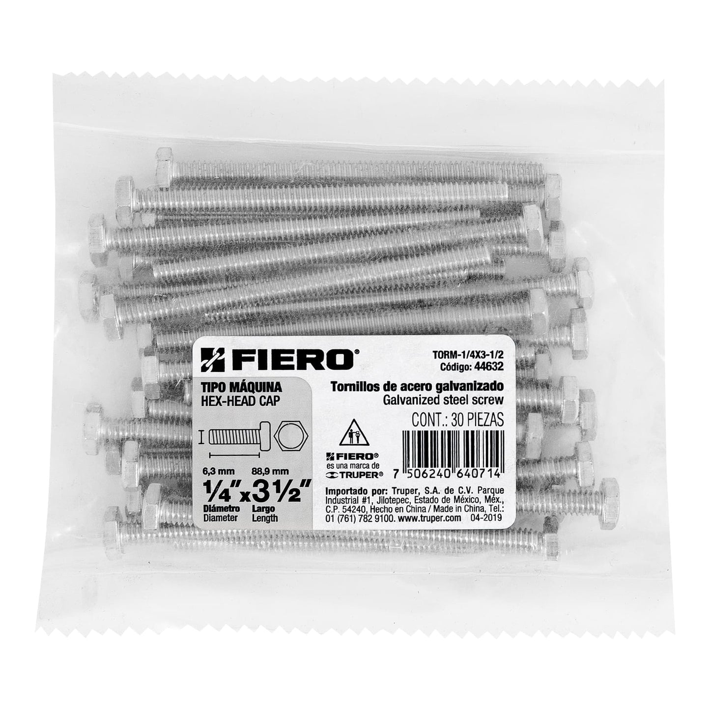 Tornillos tipo maquina 1/4 x 3-1/2