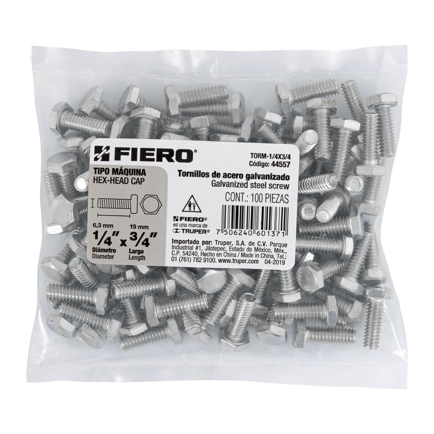Tornillos tipo maquina 1/4 x 3/4