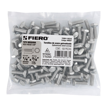 Tornillos tipo maquina 1/4 x 3/4