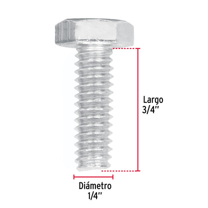 Tornillos tipo maquina 1/4 x 3/4
