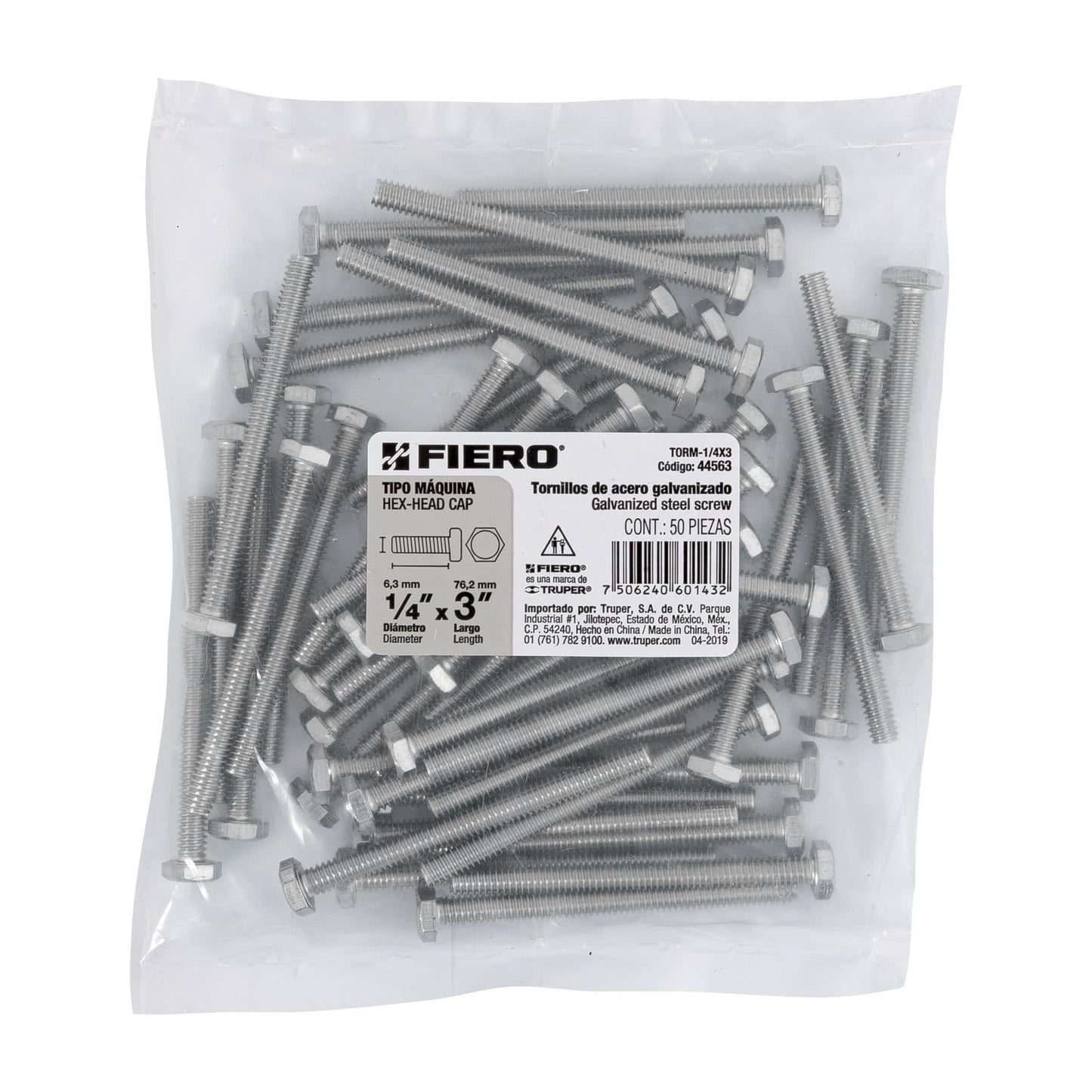 Tornillos tipo maquina 1/4 x 3