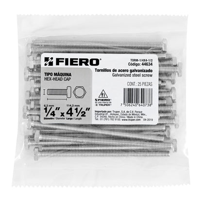 Tornillos tipo maquina 1/4 x 4-1/2