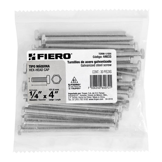 Tornillos tipo maquina 1/4 x 4