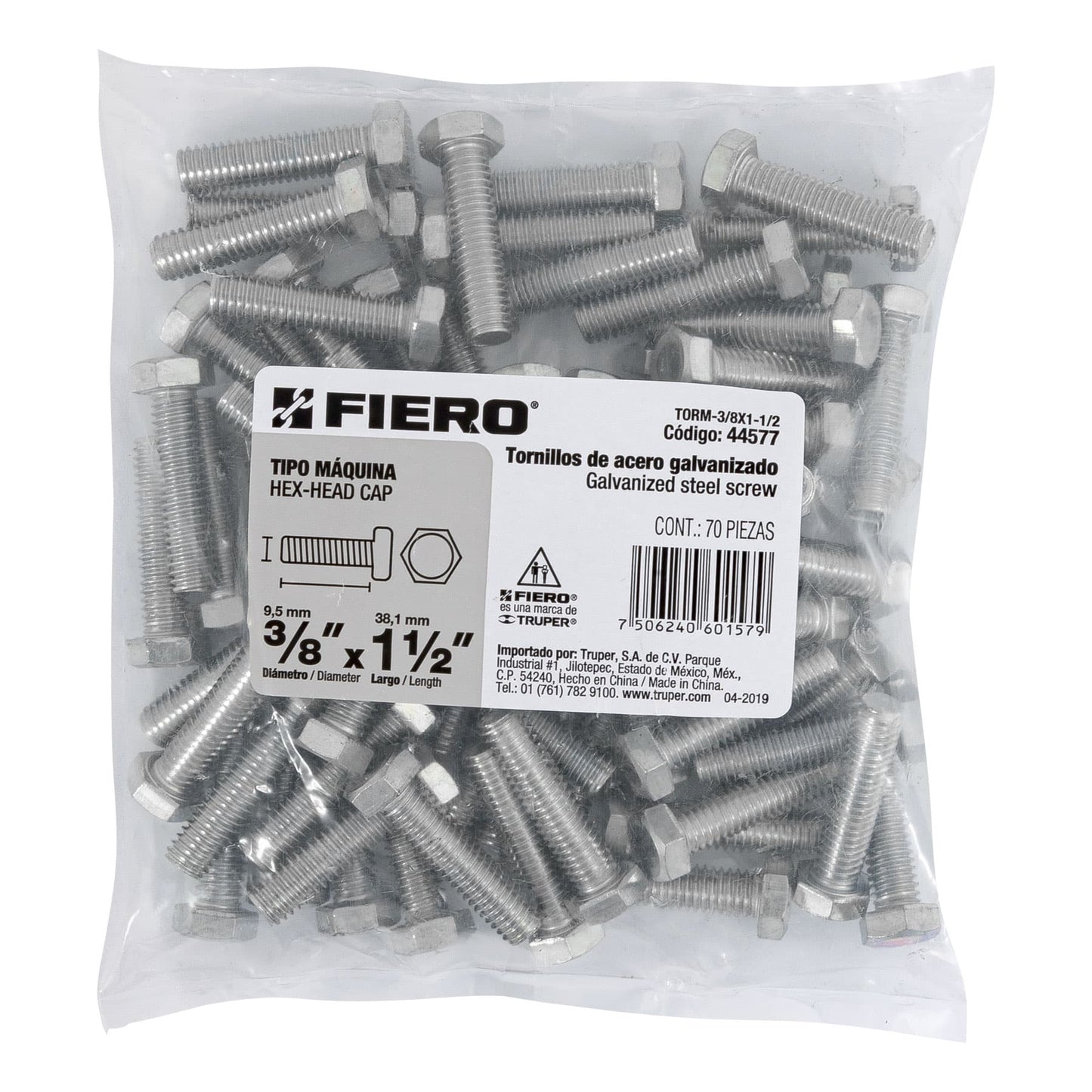 Tornillos tipo maquina 3/8 x 1-1/2