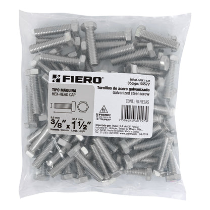 Tornillos tipo maquina 3/8 x 1-1/2