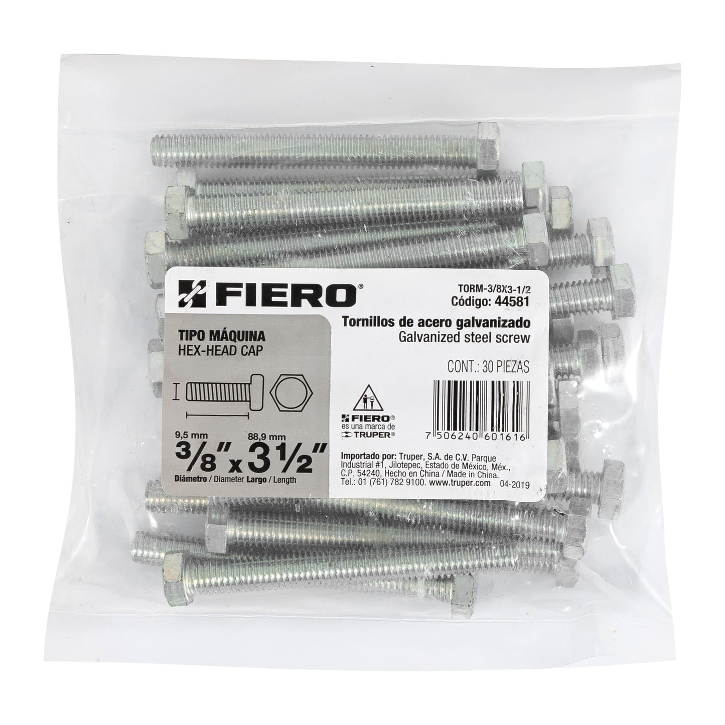 Tornillos tipo maquina 3/8 x 3-1/2