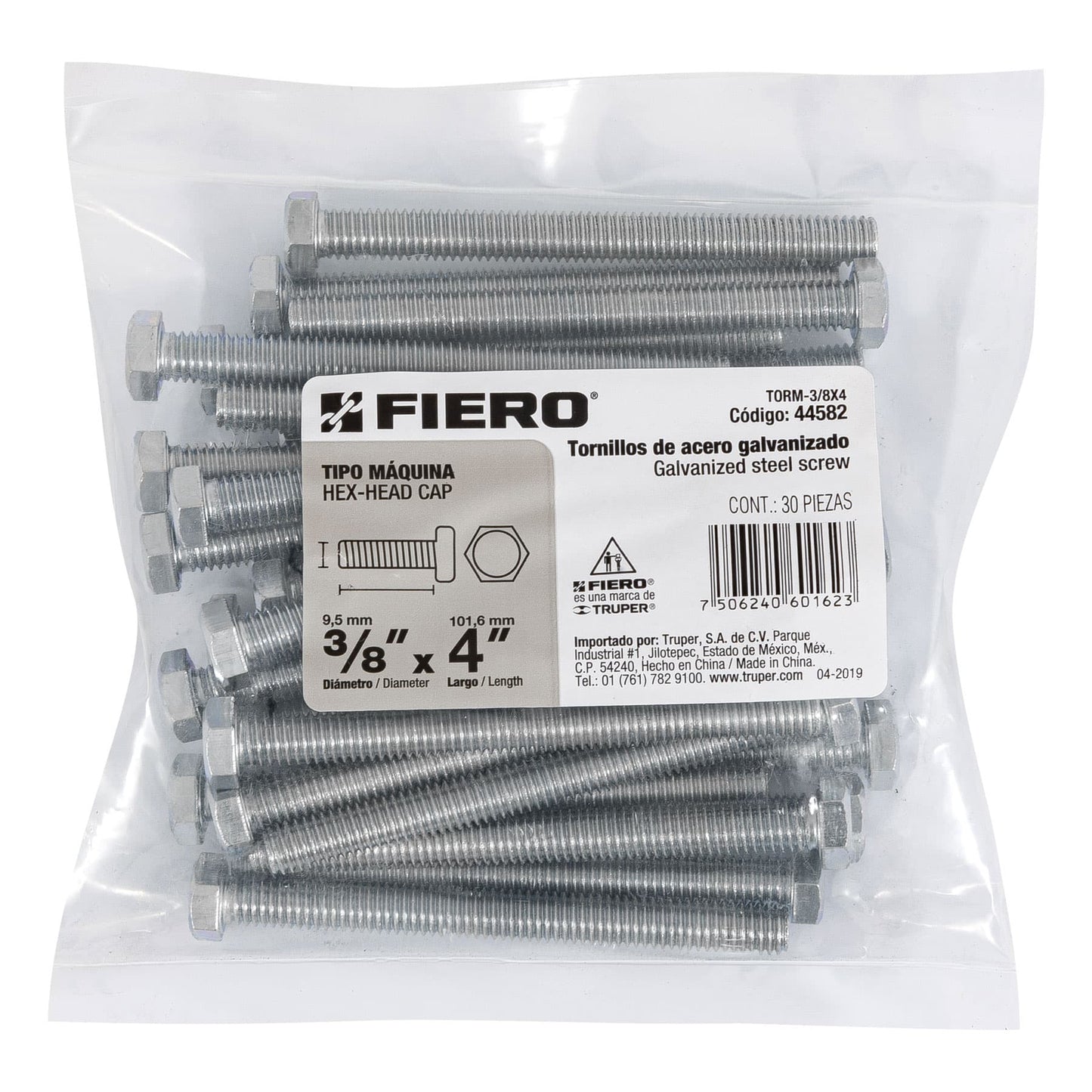 Tornillos tipo maquina 3/8 x 4