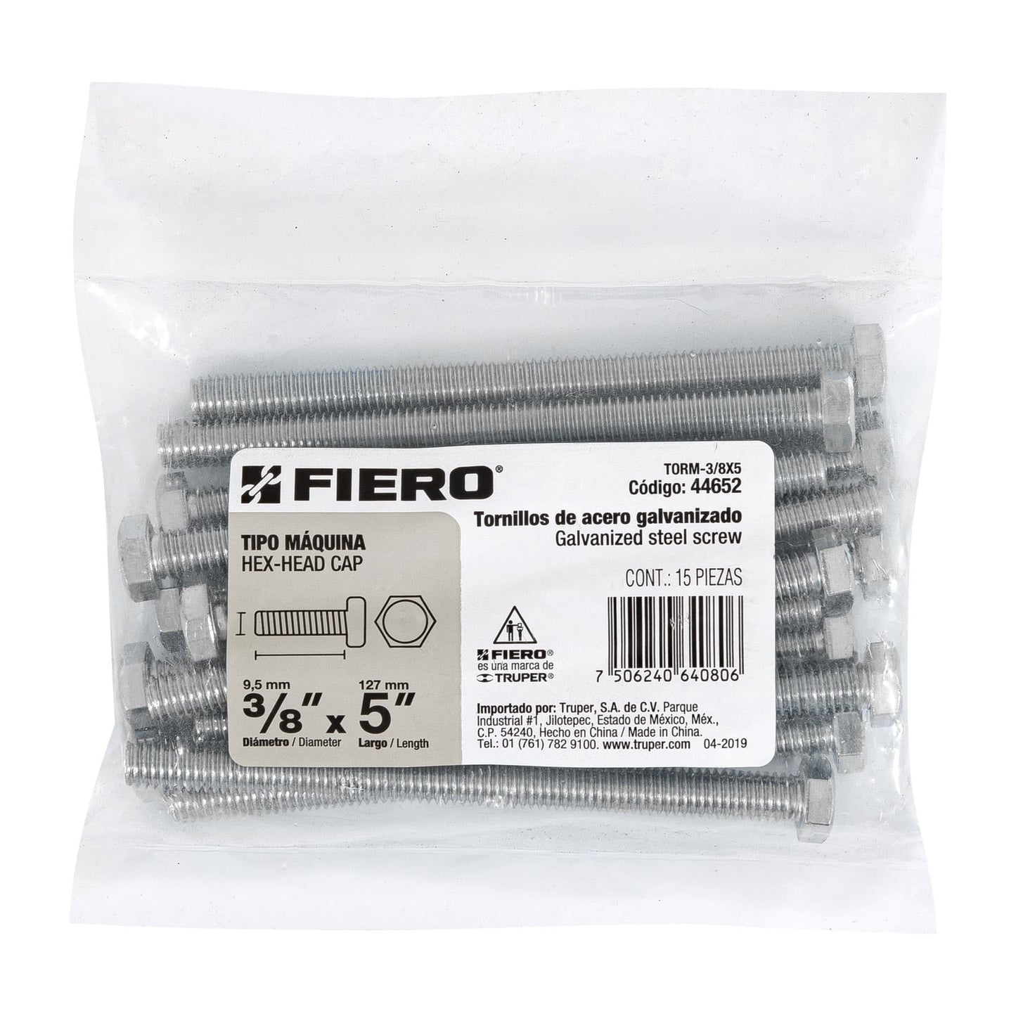 Tornillos tipo maquina 3/8 x 5