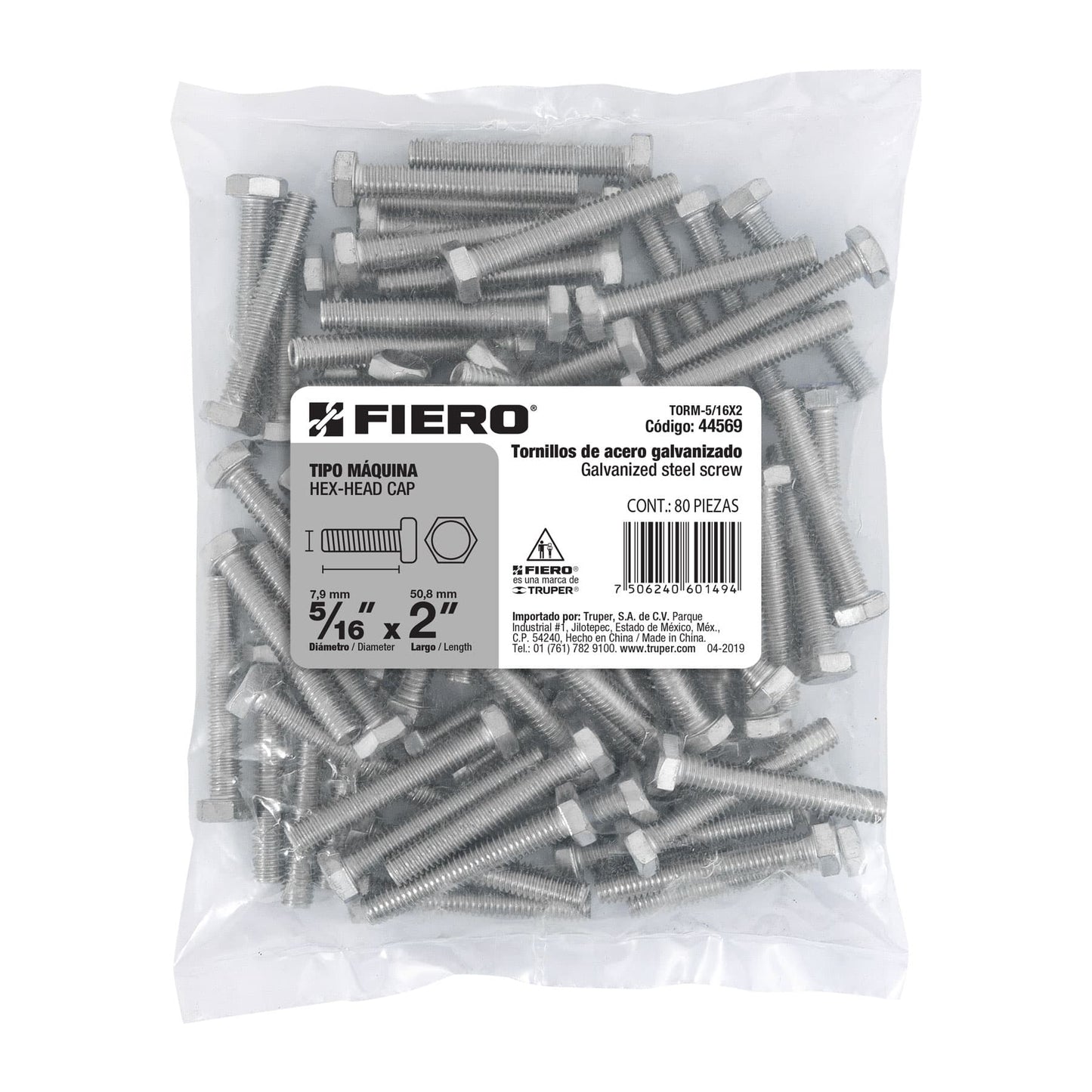 Tornillos tipo maquina 5/16 x 2