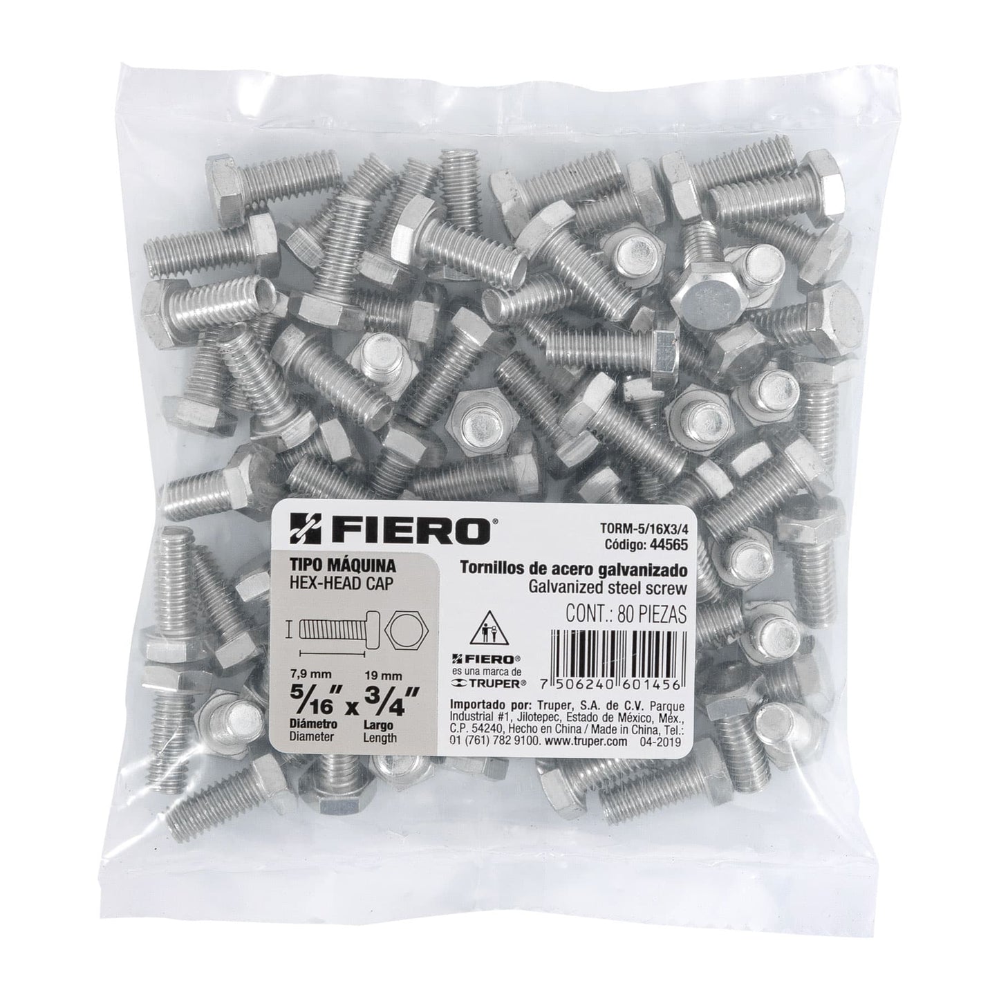 Tornillos tipo maquina 5/16 x 3/4