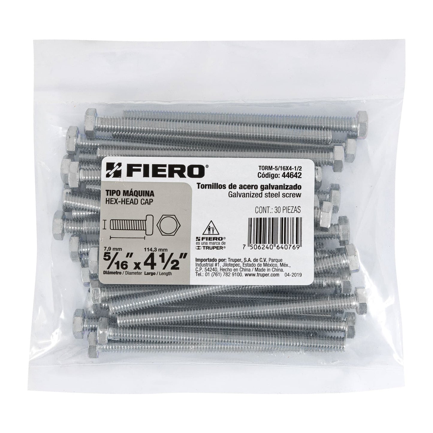 Tornillos tipo maquina 5/16 x 4-1/2