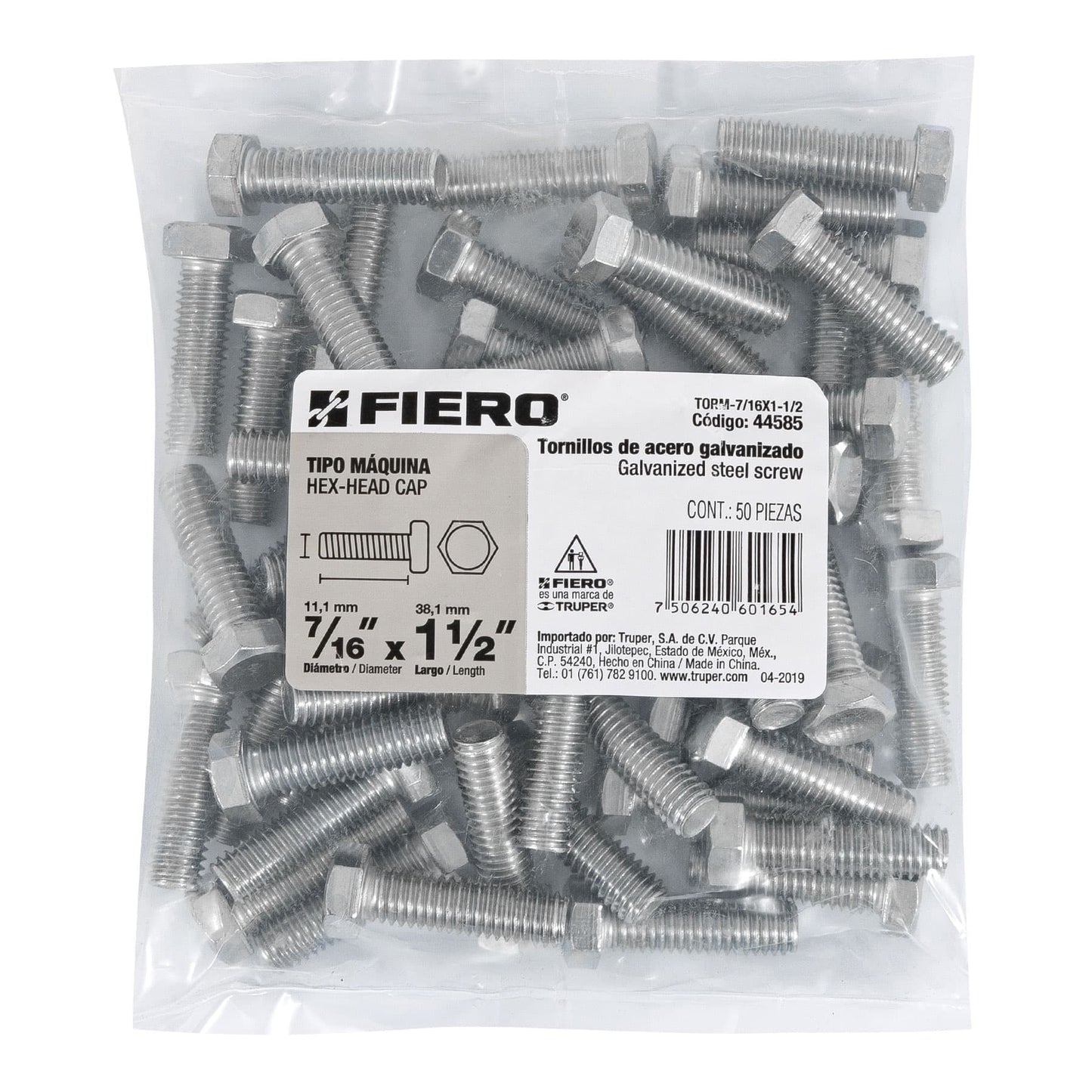 Tornillos tipo maquina 7/16 x 1-1/2