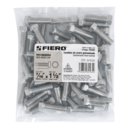 Tornillos tipo maquina 7/16 x 1-1/2