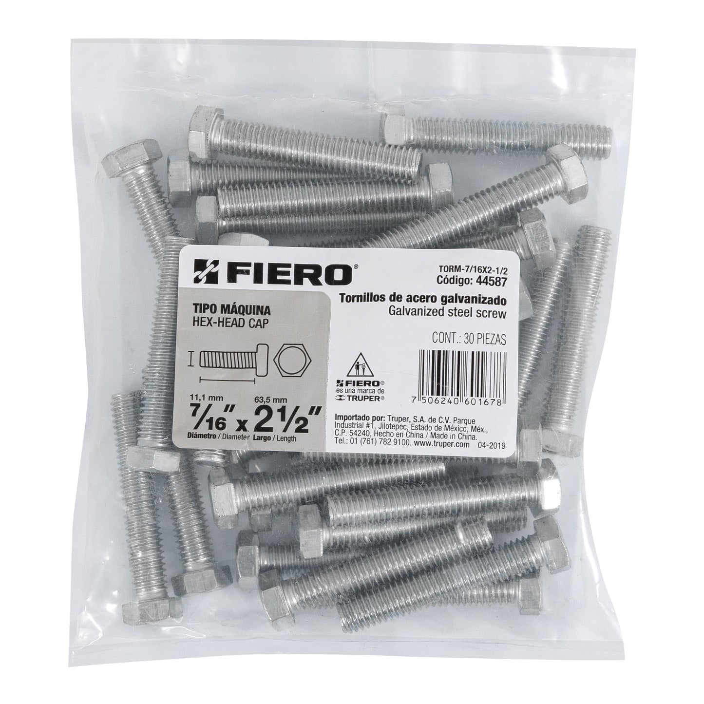Tornillos tipo maquina 7/16 x 2-1/2