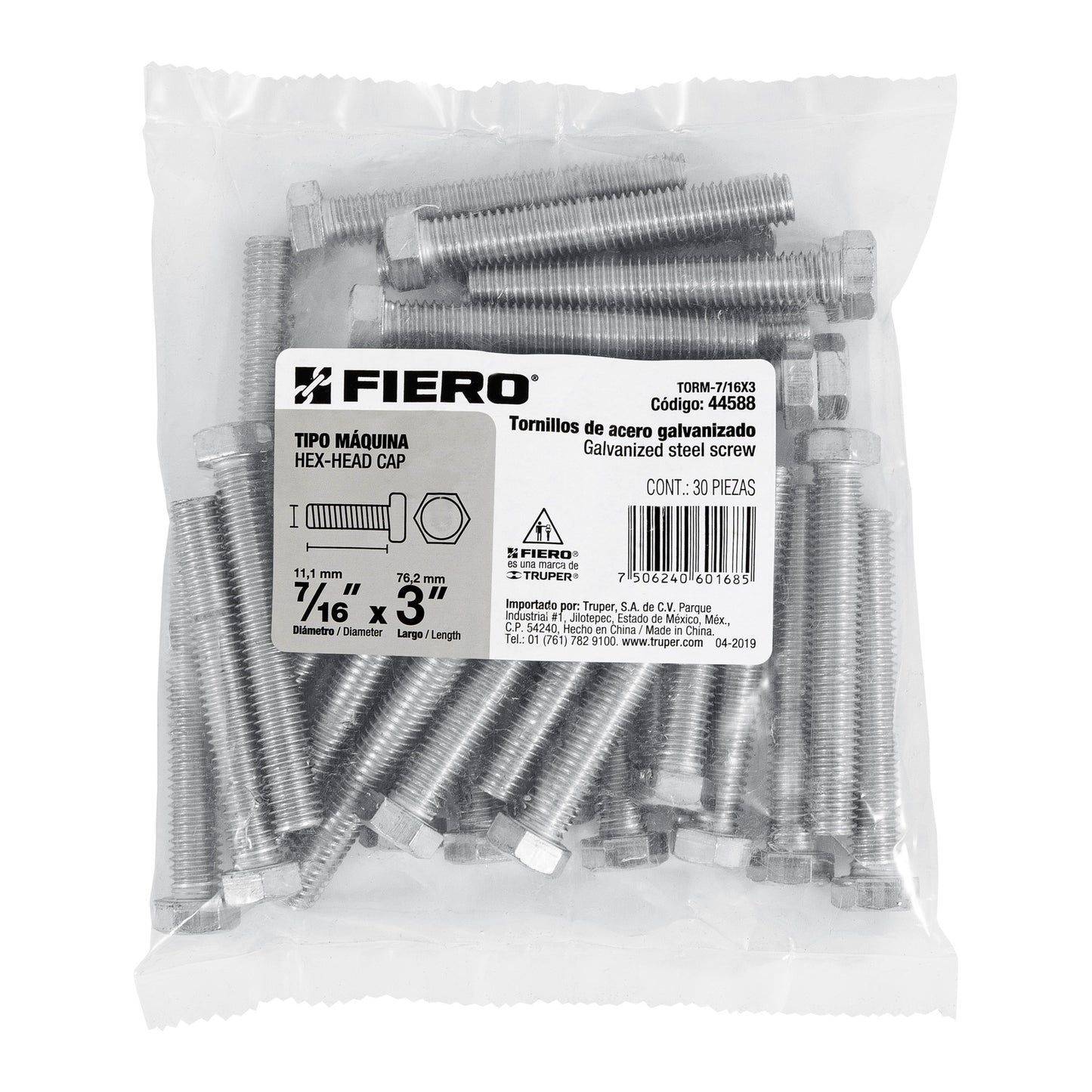 Tornillos tipo maquina 7/16 x 3