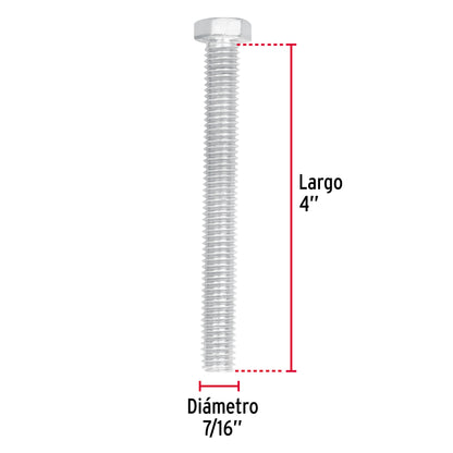 Tornillos tipo maquina 7/16 x 4