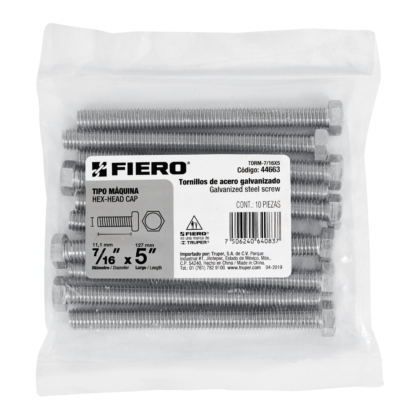 Tornillos tipo maquina 7/16 x 5