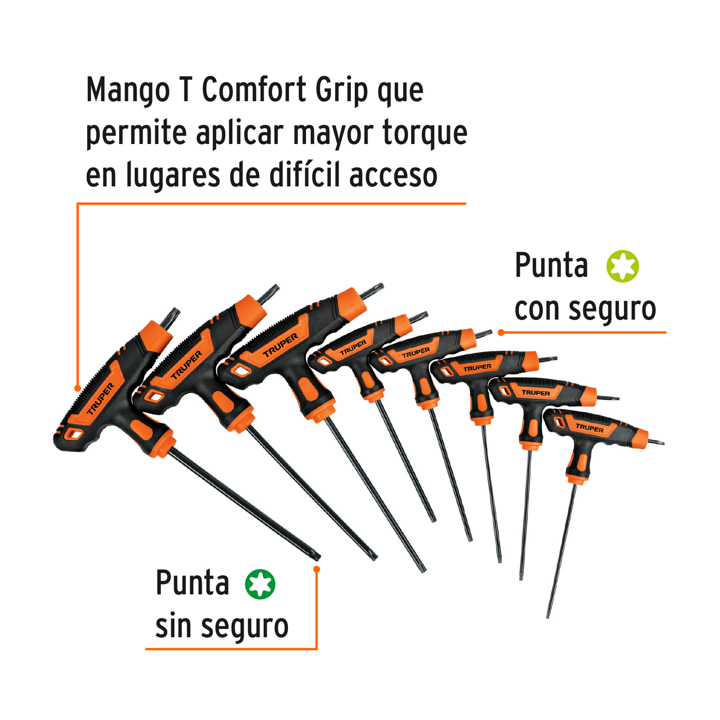 Juego 8 Llaves Torx Extralarga con Mango T