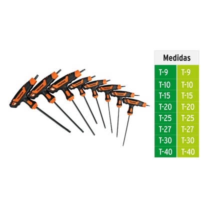 Juego 8 Llaves Torx Extralarga con Mango T