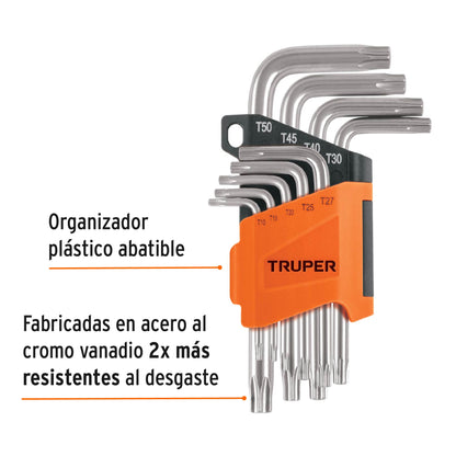 Juego 9 Llaves Torx con Organizador Abatible