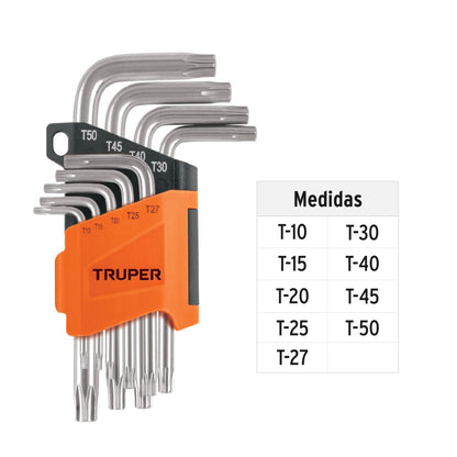 Juego 9 Llaves Torx con Organizador Abatible