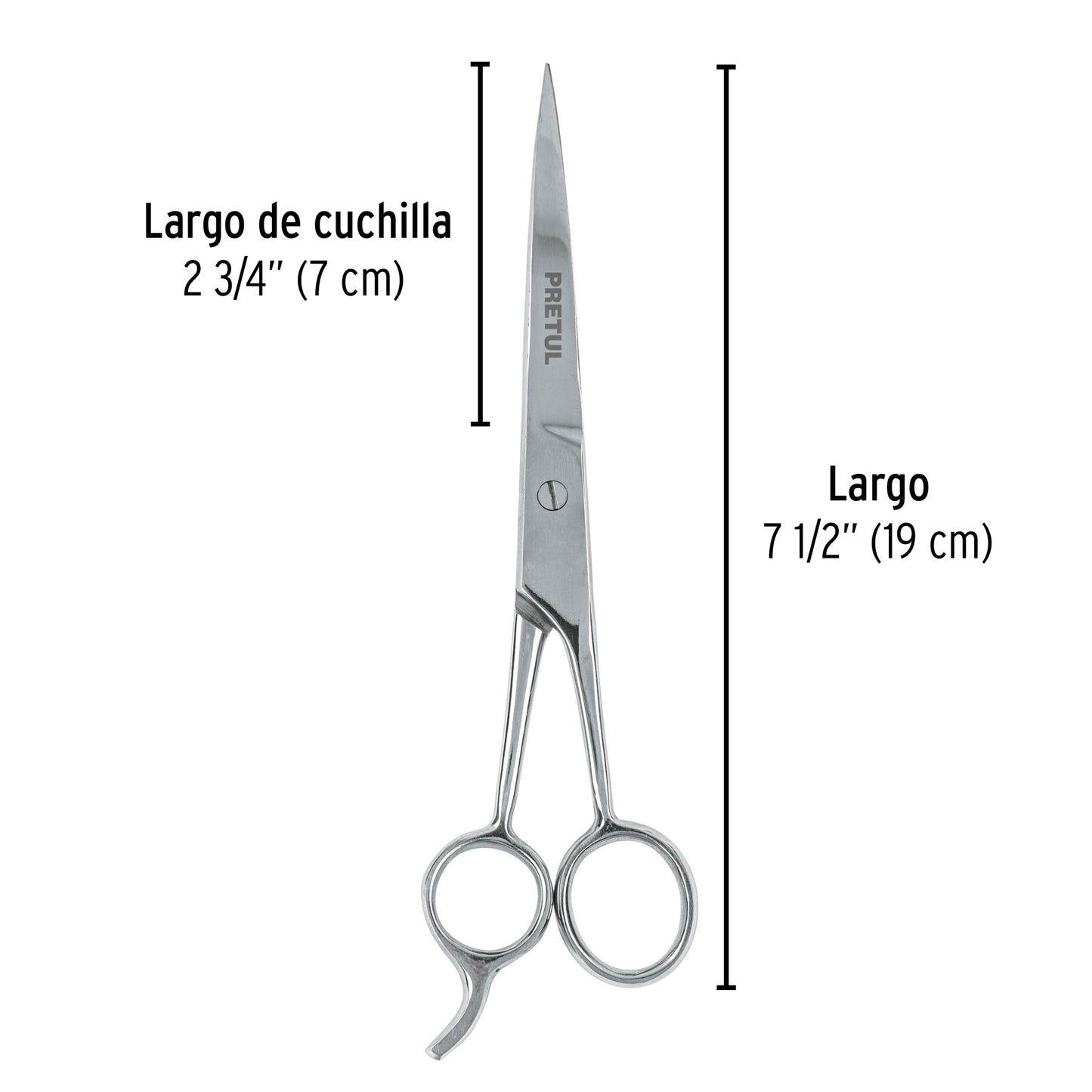 Tijera estilista con gancho acero 7-1/2
