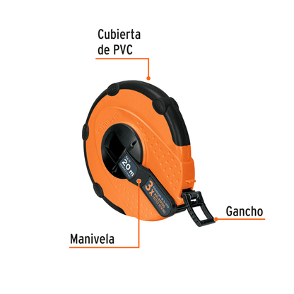 Cinta metrica fibra de vidrio 20 m reforzada