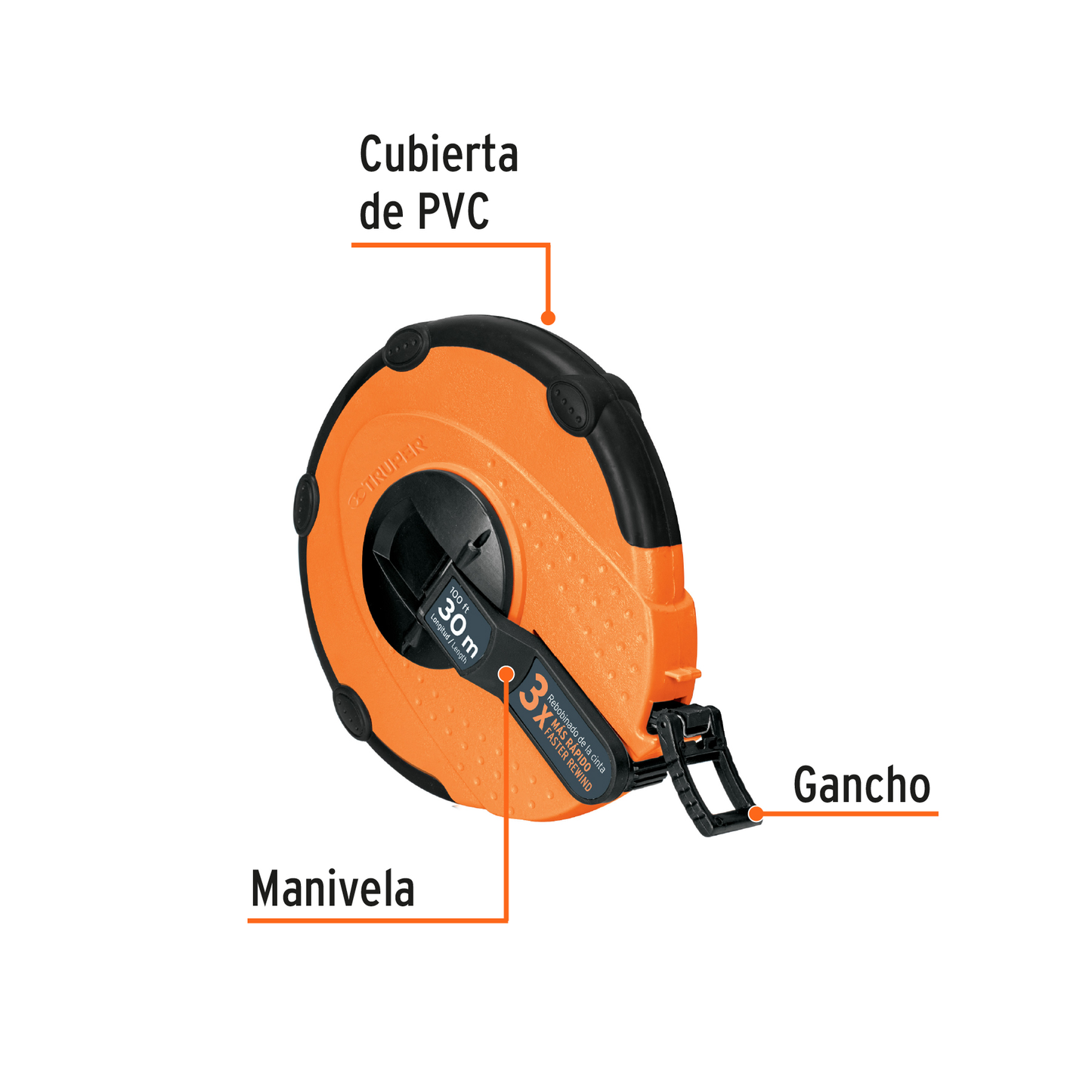 Cinta metrica fibra de vidrio 30 m reforzada