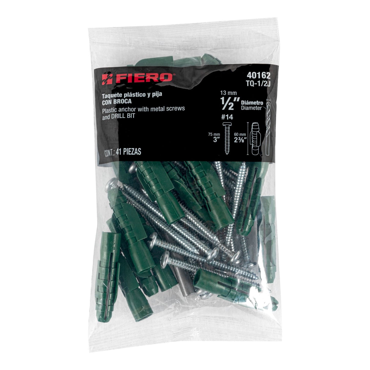 Kit Taquetes 1/2 pulg Tornillos y Broca