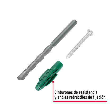 Kit Taquetes 1/2 pulg Tornillos y Broca