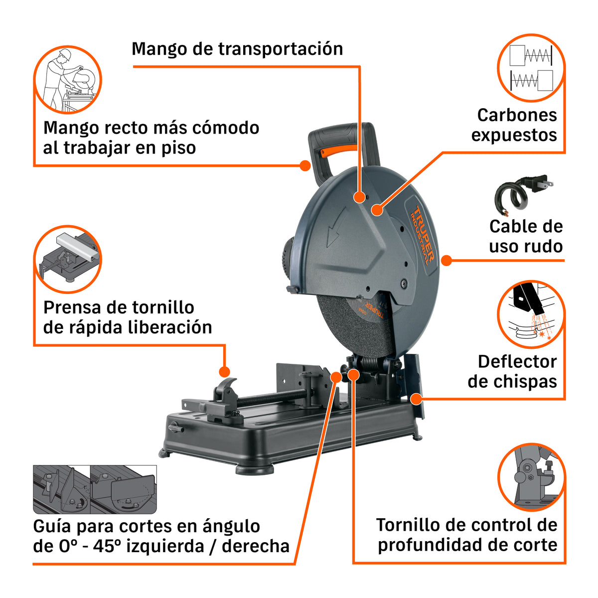 Tronzadora / cortadora de metales 14", 2200 W mango en "D" · vista 6