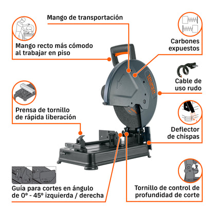 Tronzadora / cortadora de metales 14", 2200 W mango en "D" · vista 6