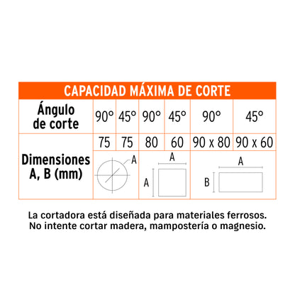 Tronzadora / cortadora de metales 14", 2200 W mango en "D" · vista 2
