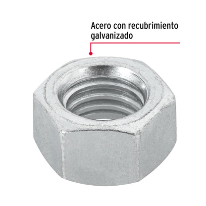 Tuerca hexagonal galvanizada 1/2 pulg