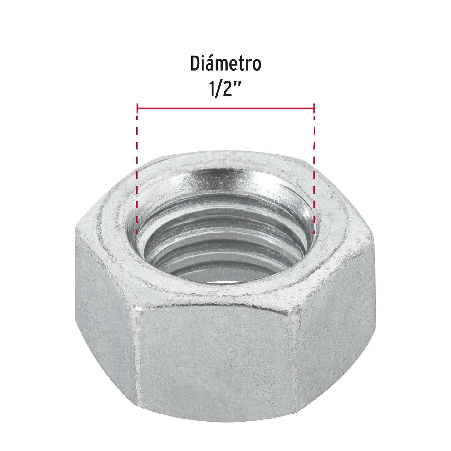Tuerca hexagonal galvanizada 1/2 pulg